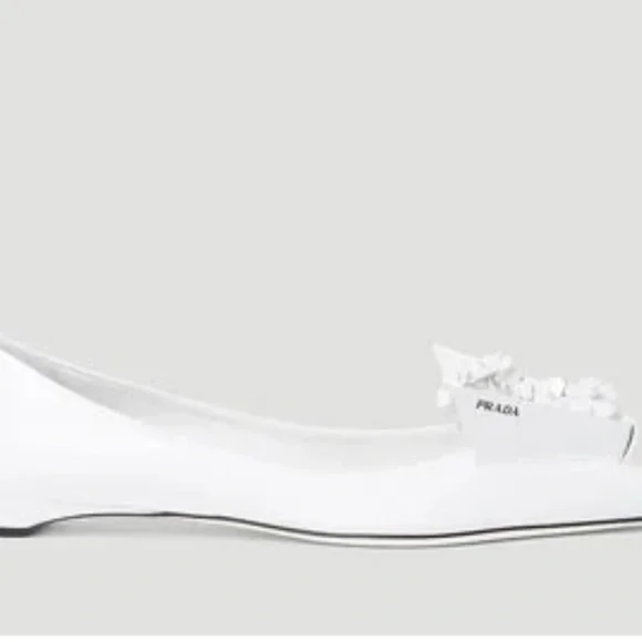 Prada White Floral Embellished Heels - Picture 2 of 7